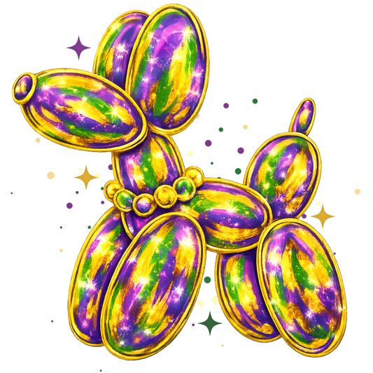 Mardi Gras Balloon Dog Single DTF Transfer