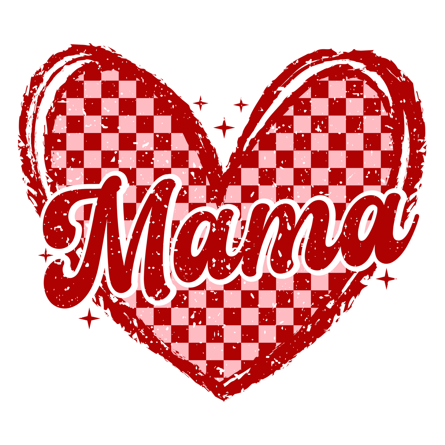 Heart Checkered MAMA Single DTF Transfer