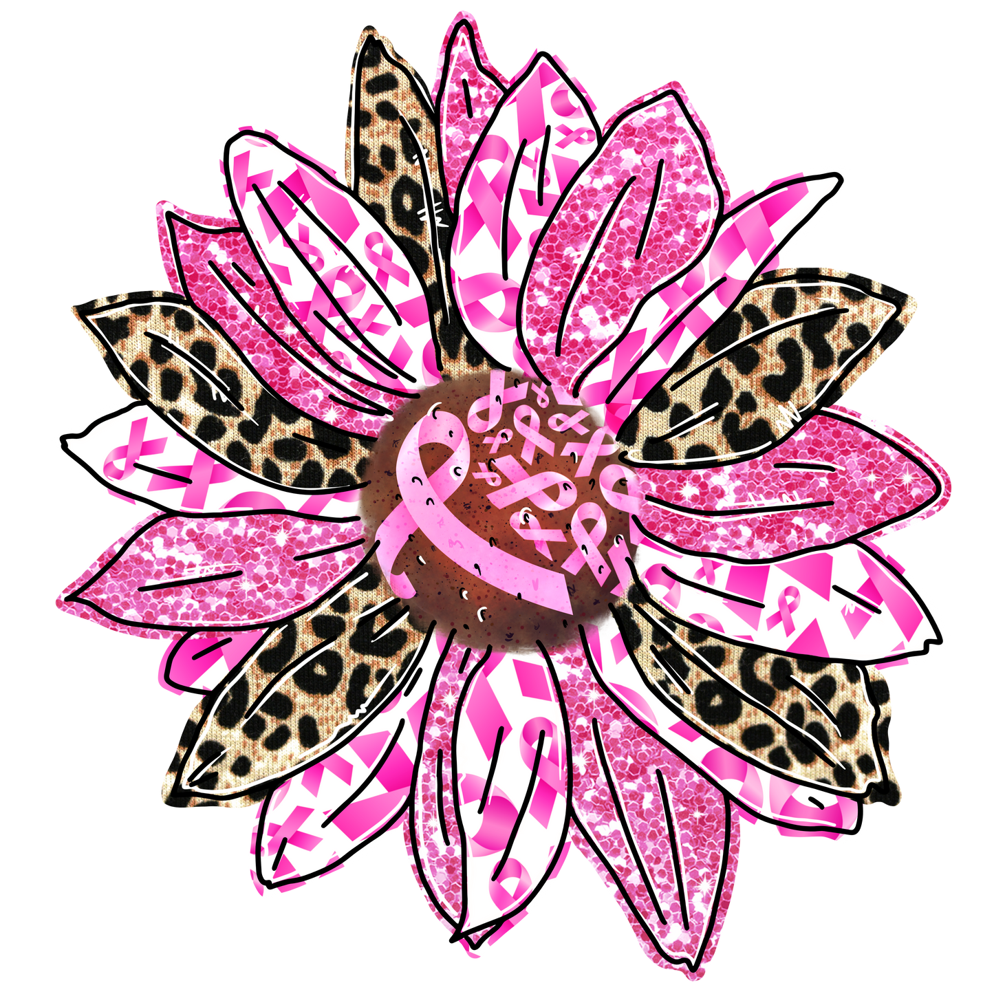 Sunflower Pink Ribbon Single DTF Transfer